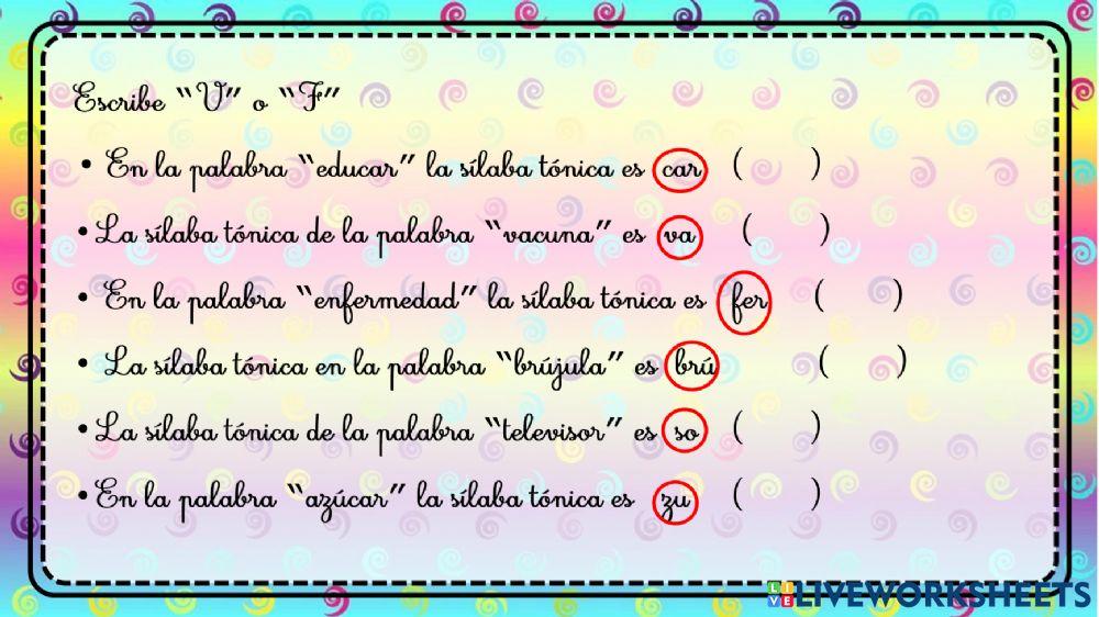 Repaso de la sílaba Repaso de la sílaba
