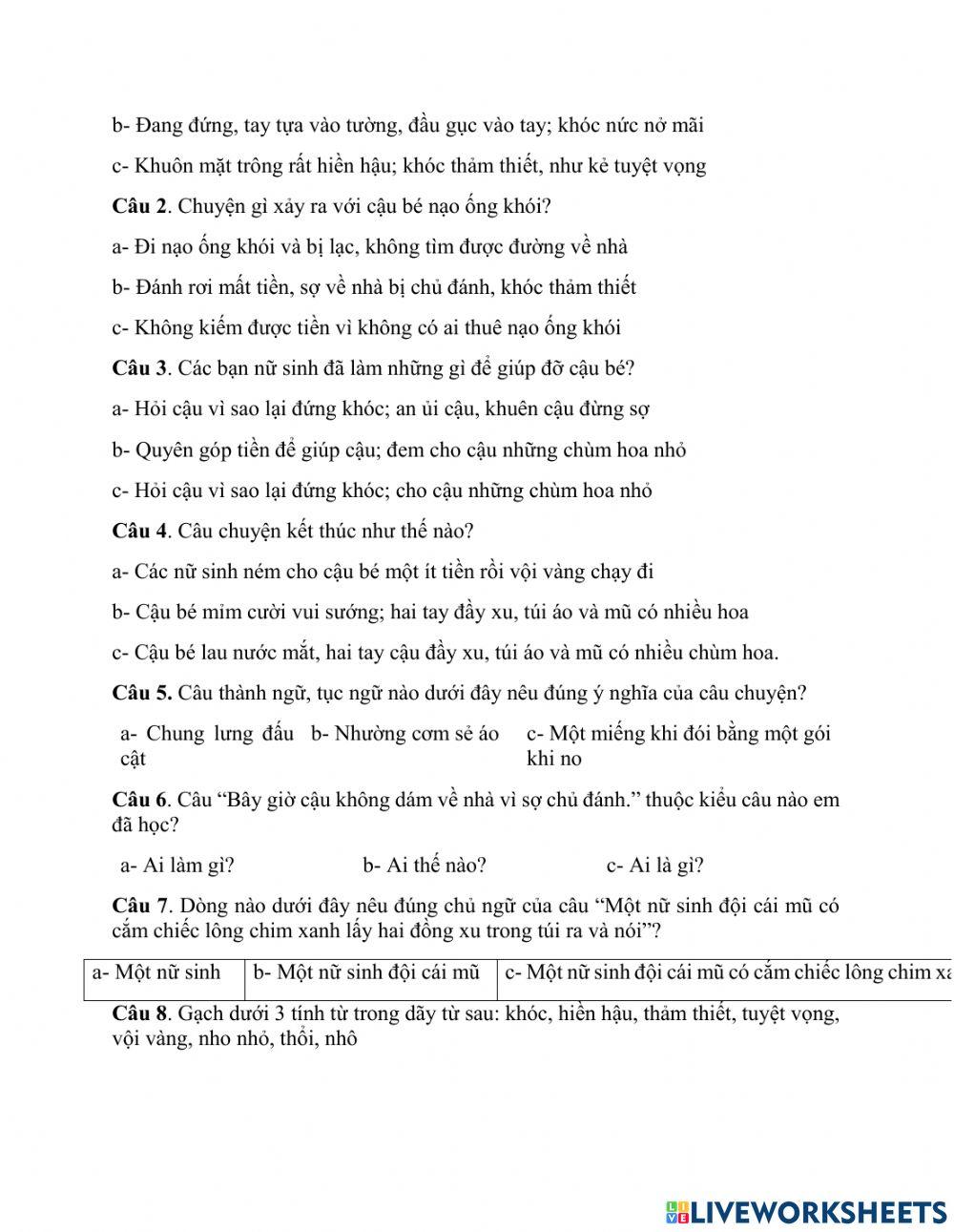 Bài tập tiếng Việt lớp 4 Tuần 28