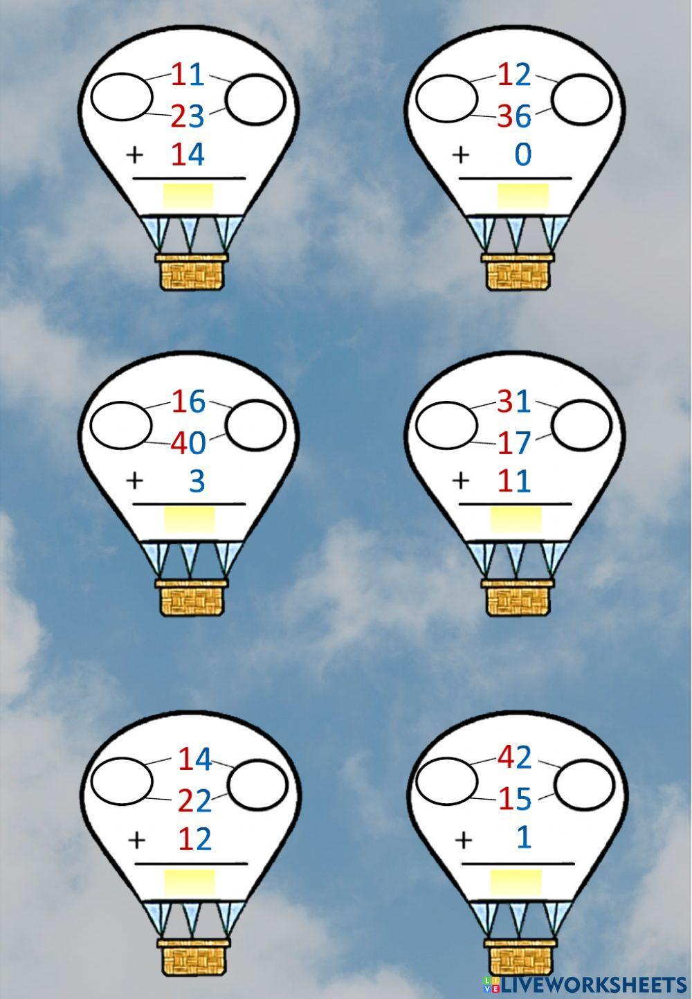 Sumas de 3 números de 2 cifras