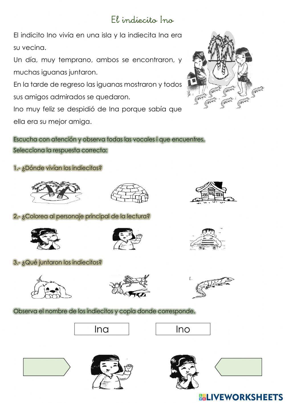 Comprensión lectora Ino