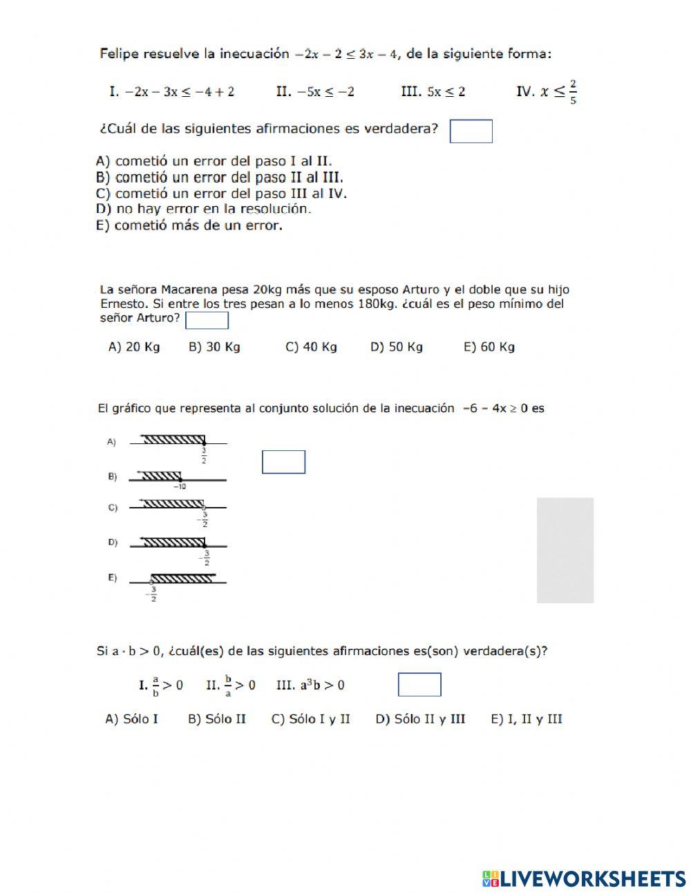 Inecuaciones lineales