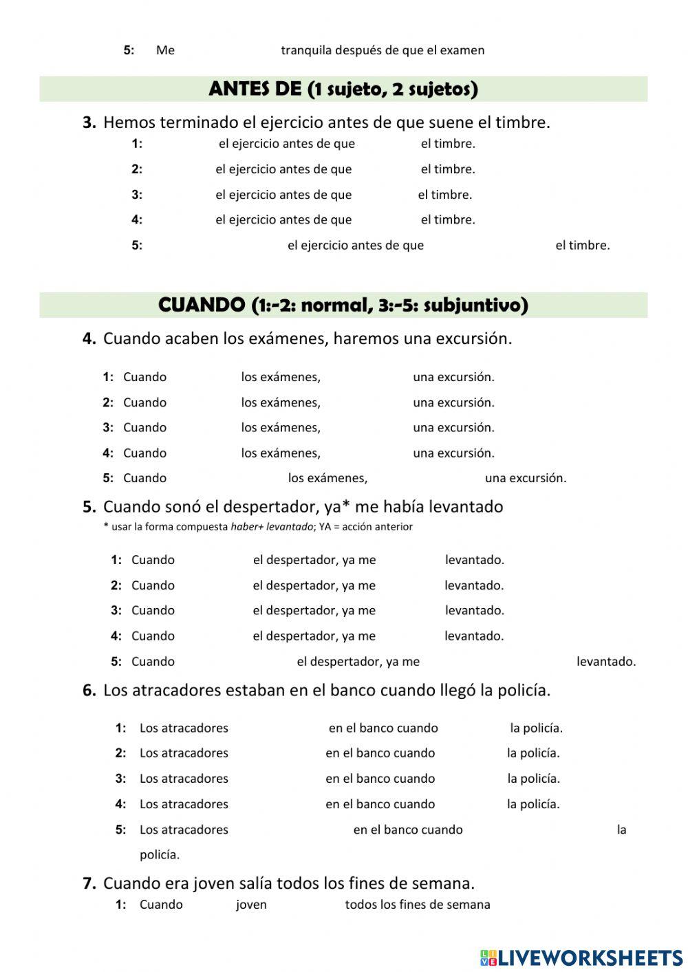 Subordinadas temporales
