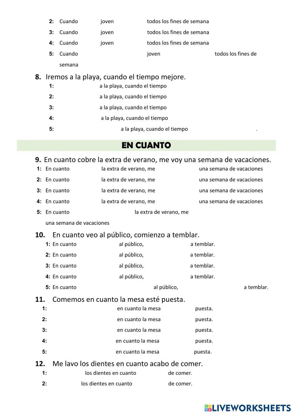 Subordinadas temporales