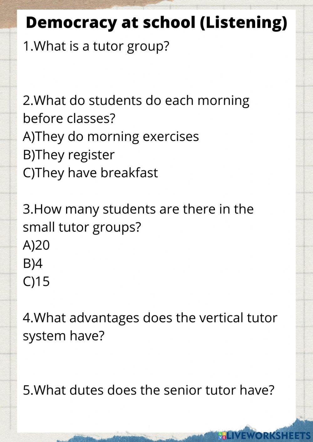 Democracy at school (Listening)