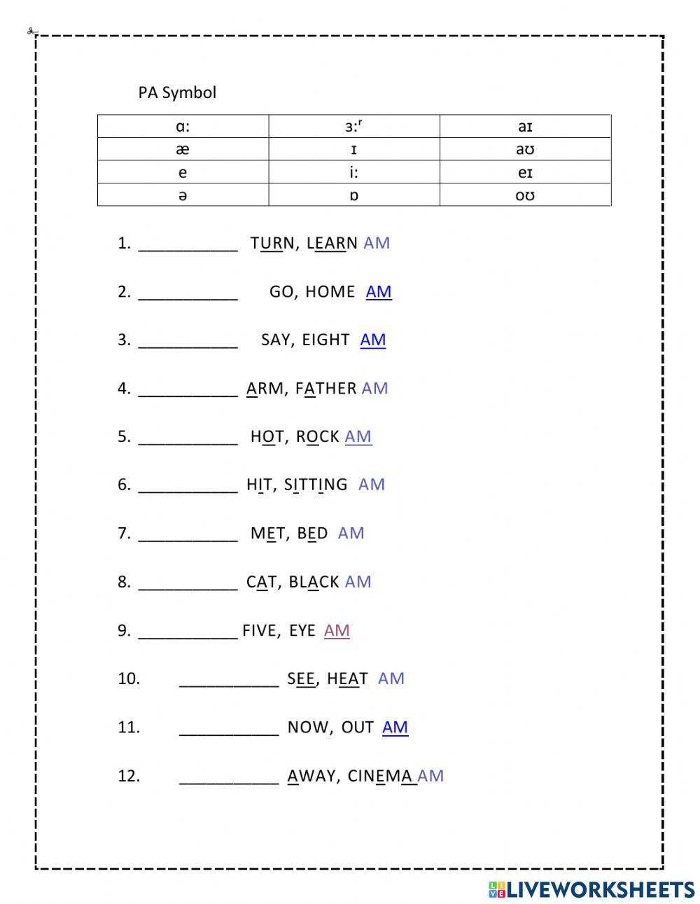 Symbols Phonectics Test
