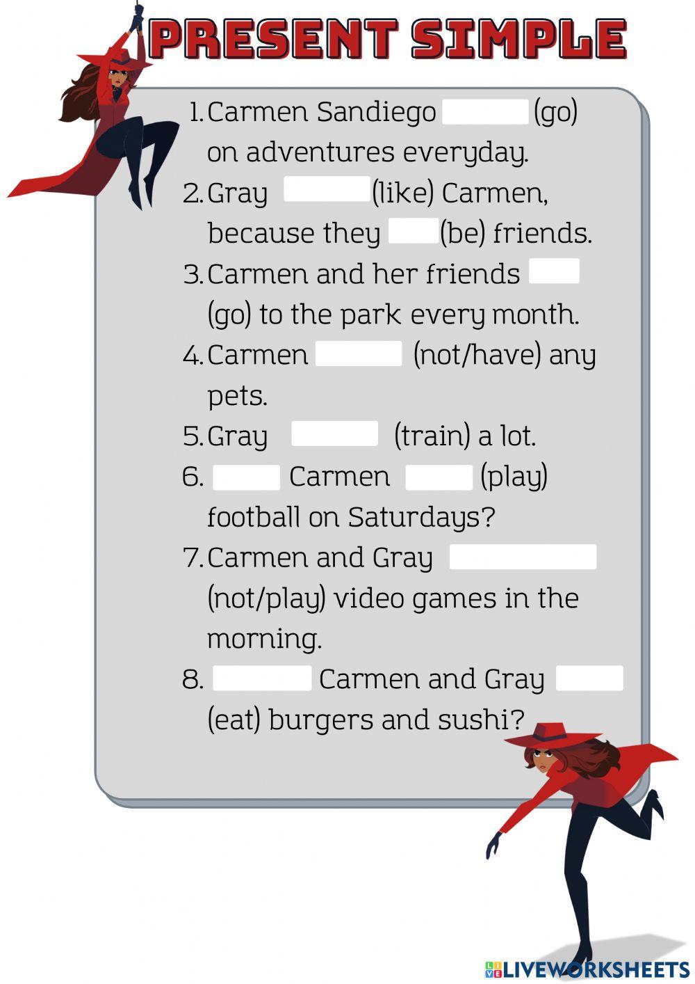 Carmen Sandiego activity | Live Worksheets