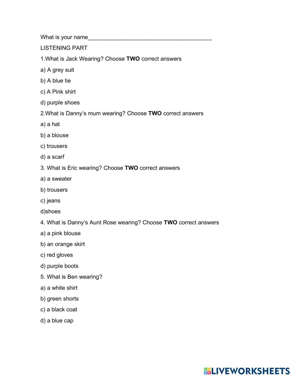 First exam english adults