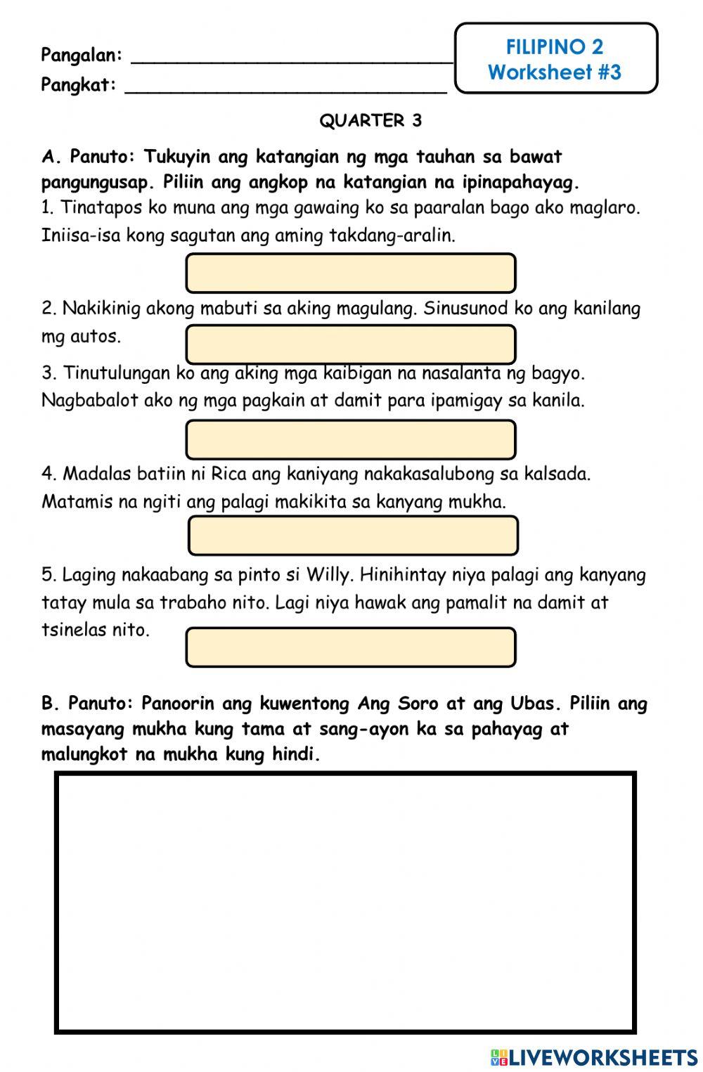 Filipino Worksheet -3