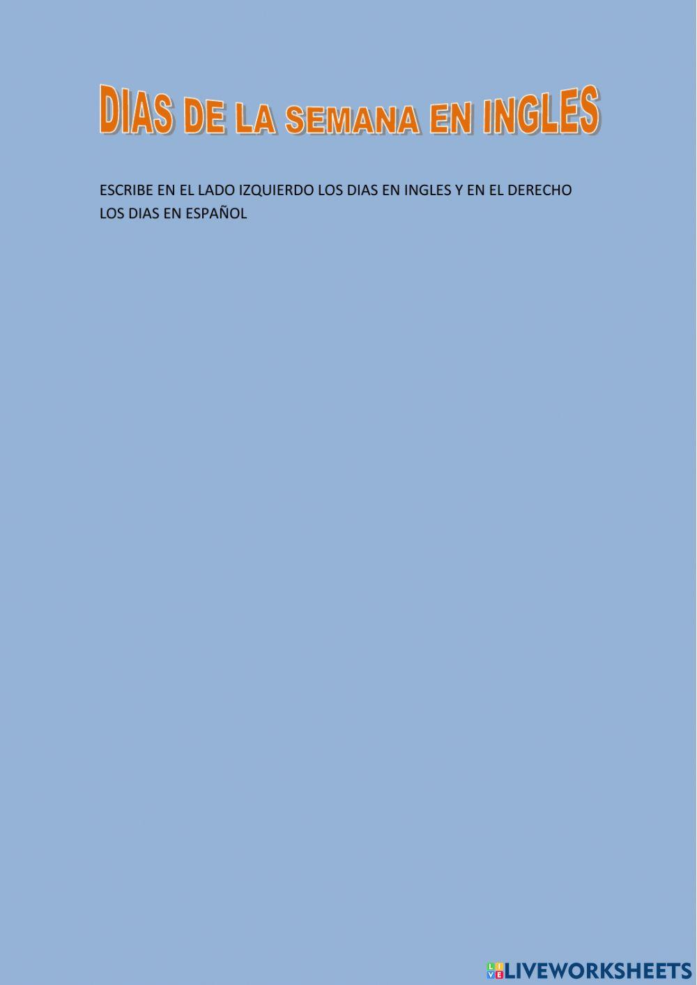 Dias de la semana en ingles