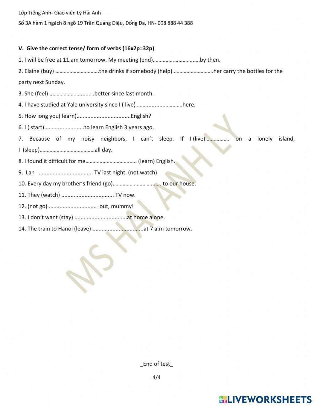 PLACEMENT TEST- GRADE 8