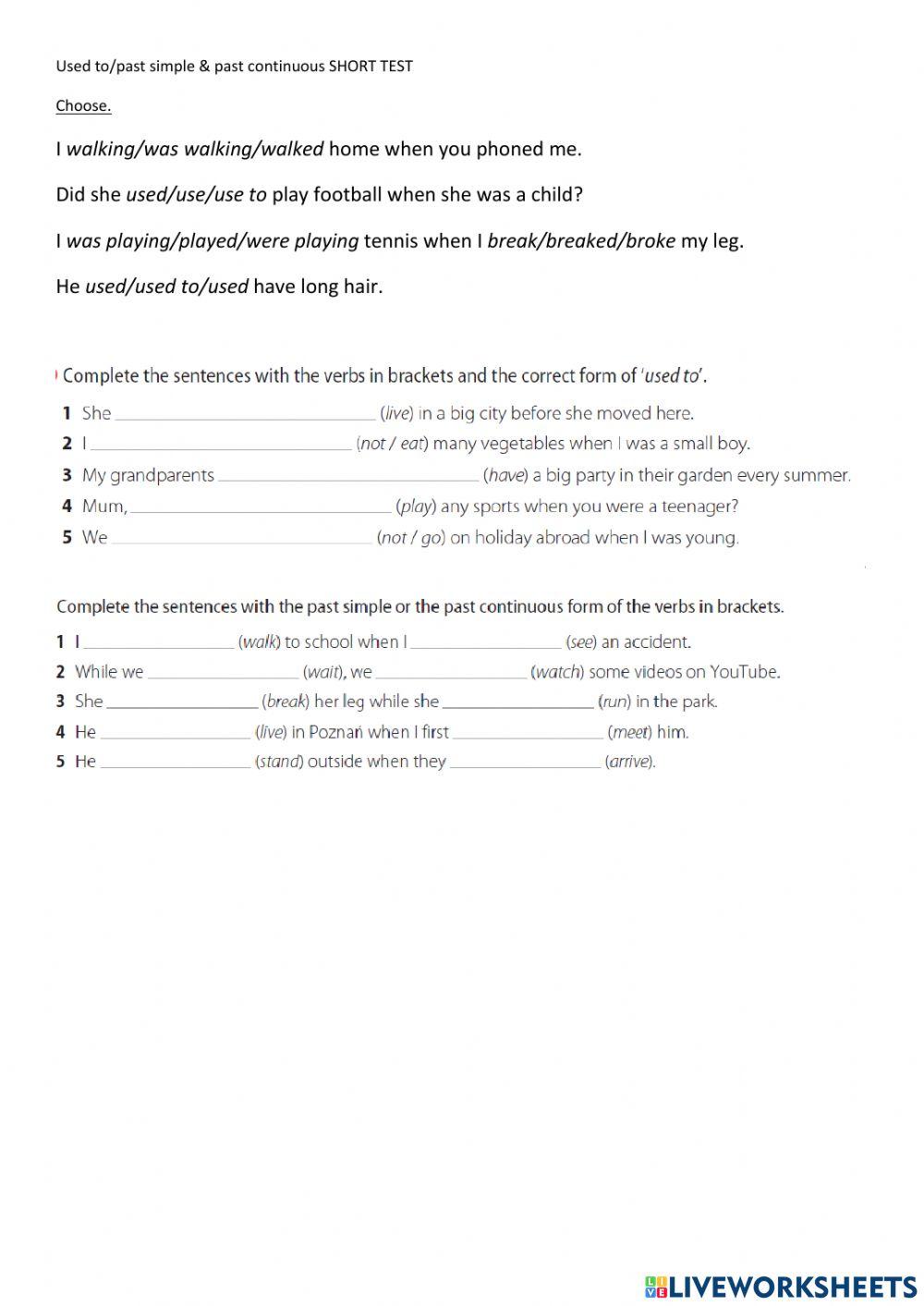 1aKartkówka past simple-used to PC