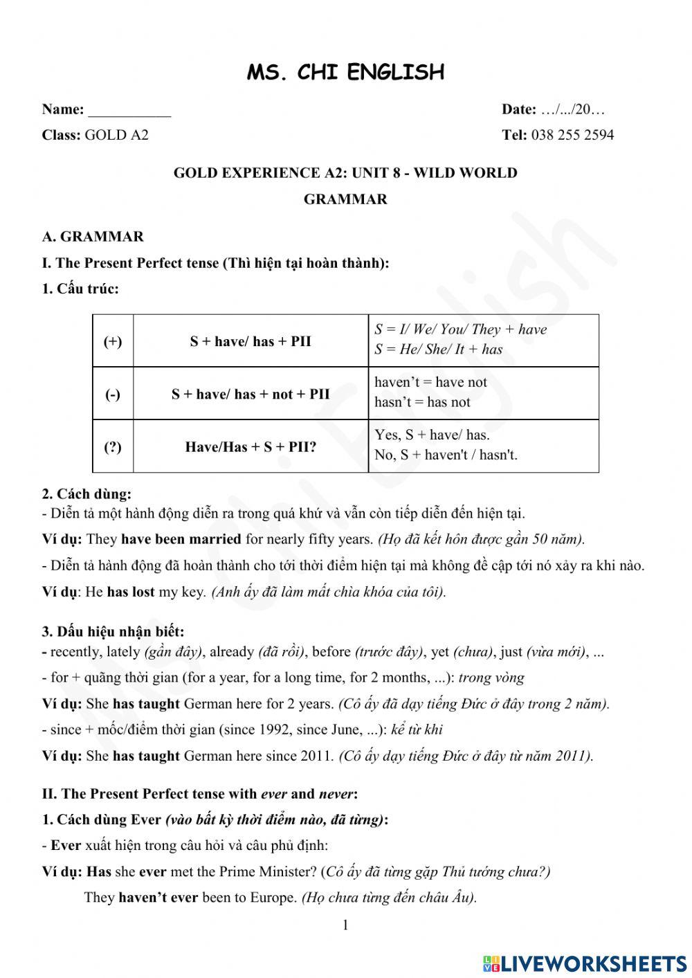 09.03.22-Gold A2- U8 Grammar