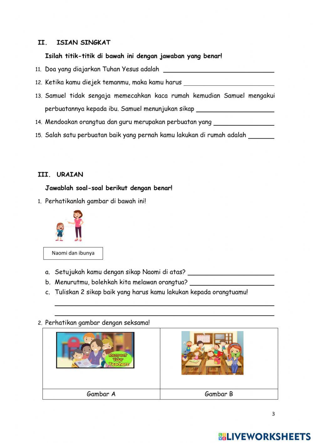 Mid semester Christian Grade 6