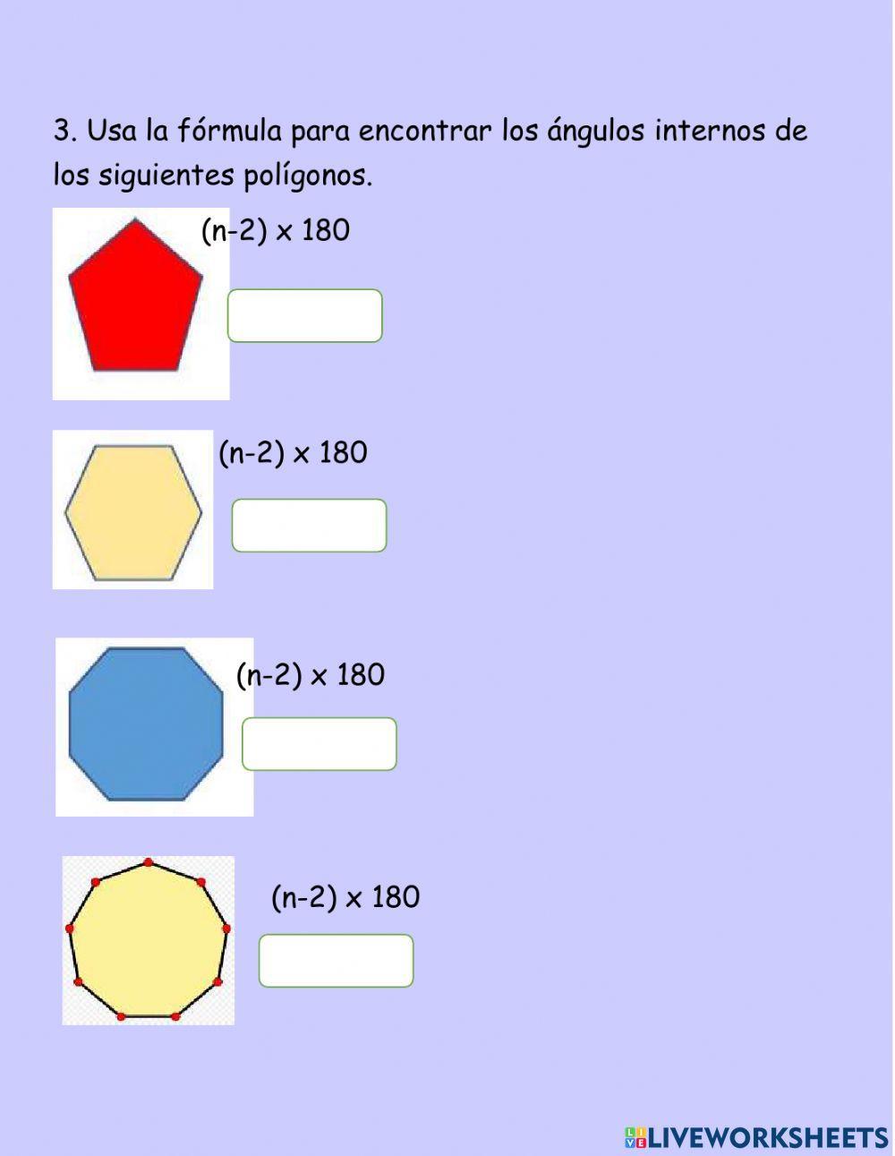 Suma de ángulos internos de polígonos