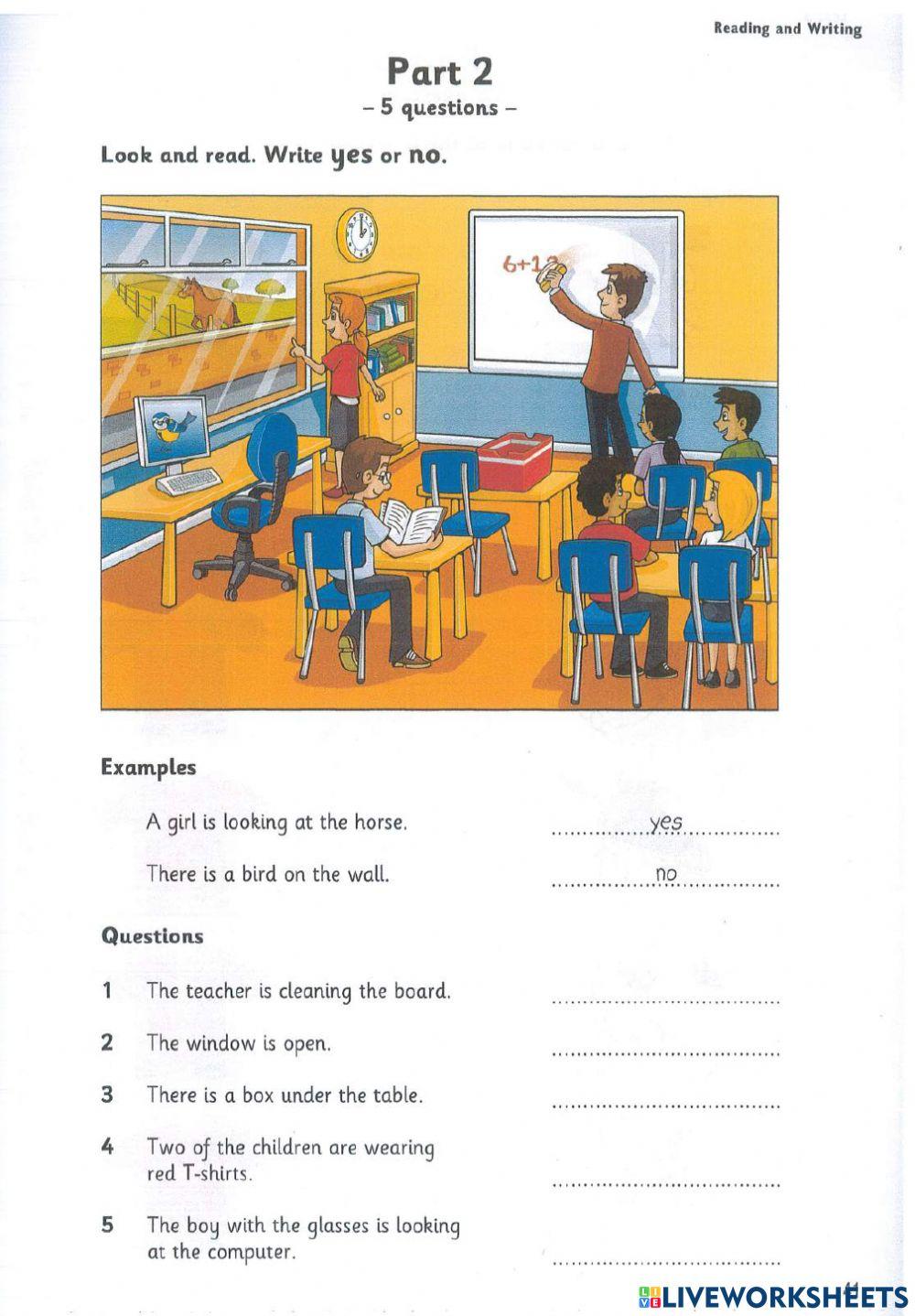 Starters Reading and Writing test