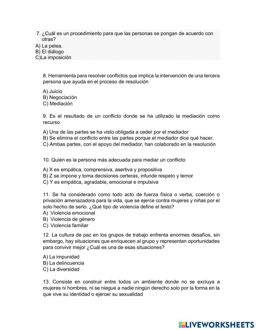 Examen segundo trimestre