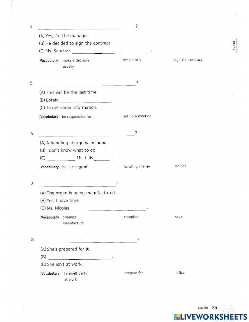 TNT Toeic basic - Day 6