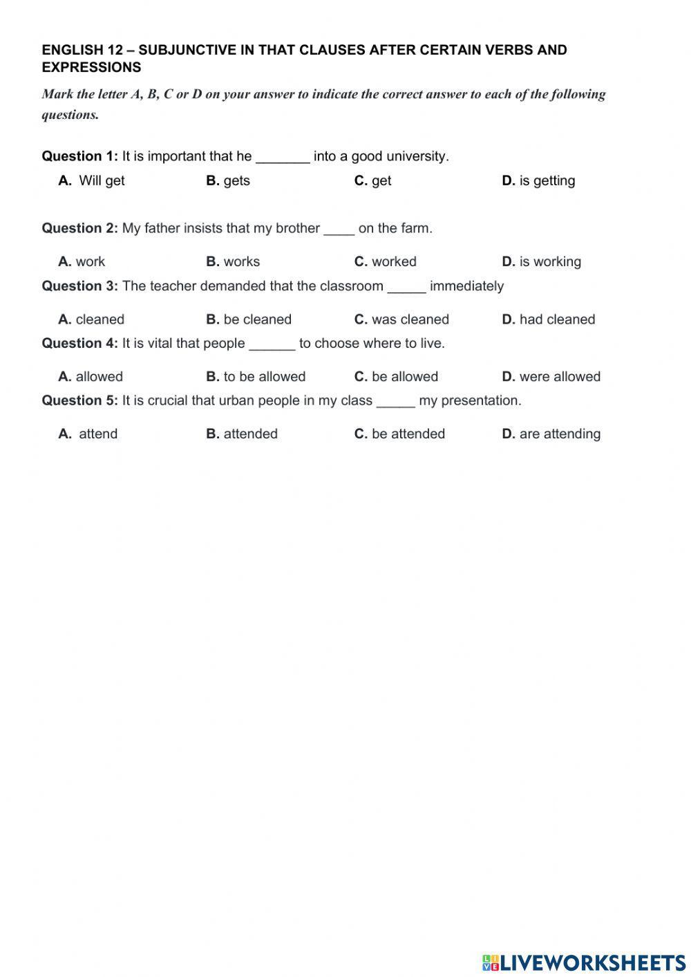 Subjunctives in that clause