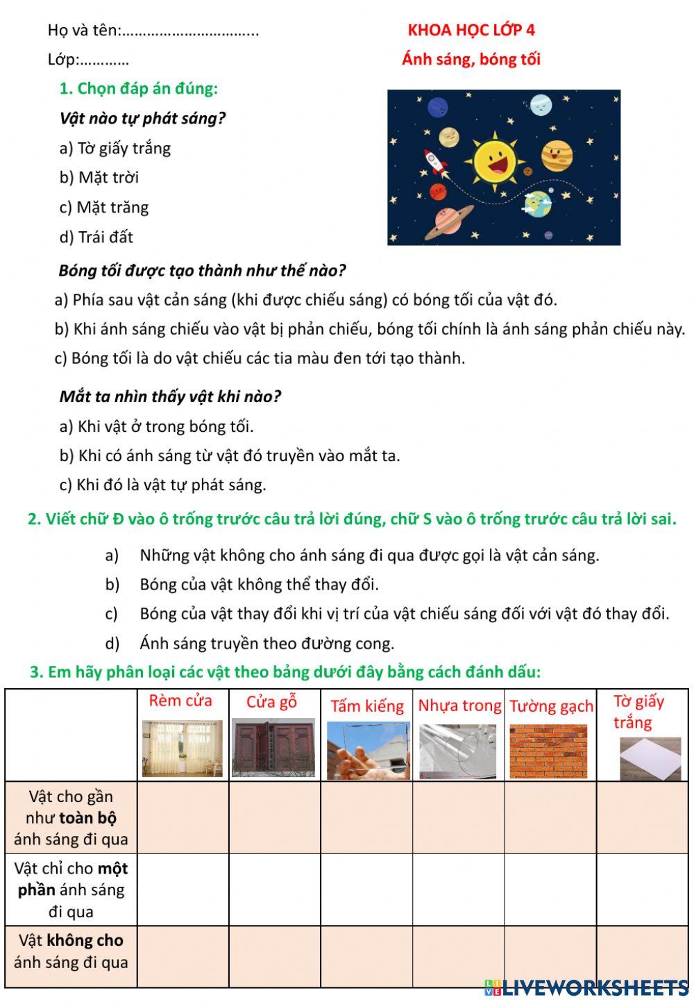 Ánh sáng, bóng tối