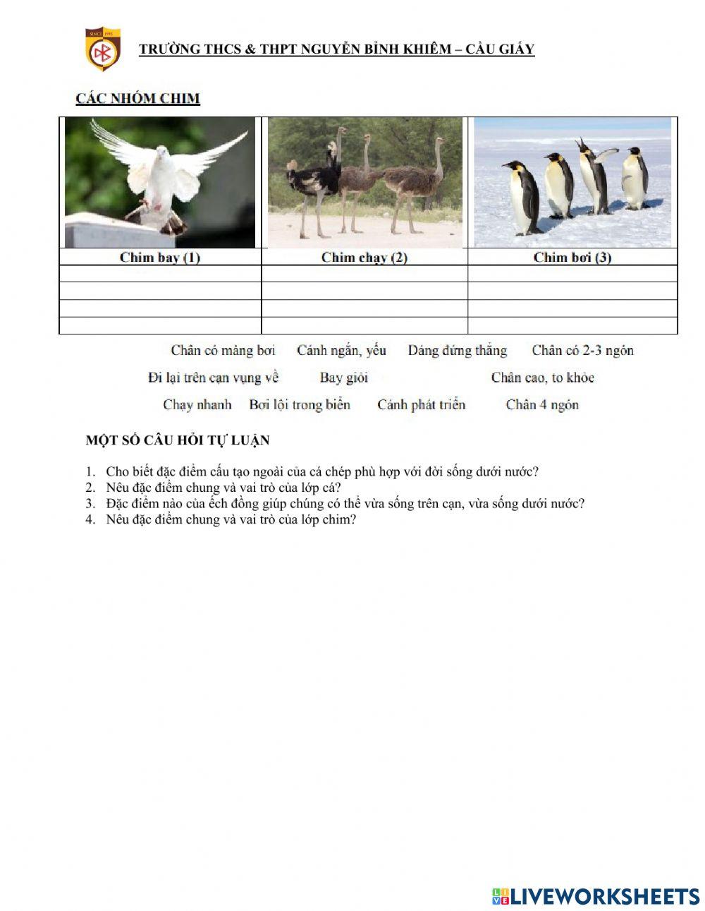 Đề cương ôn thi giữa học kì ii - MÔN SINH LỚP 7