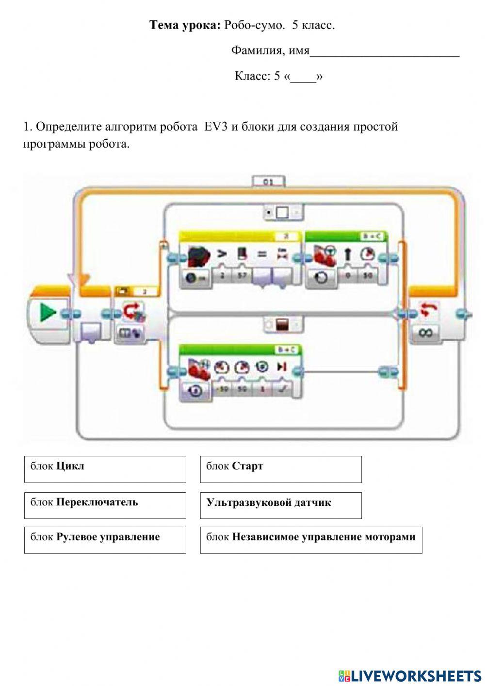 Робо-сумо. 5 класс online exercise for | Live Worksheets