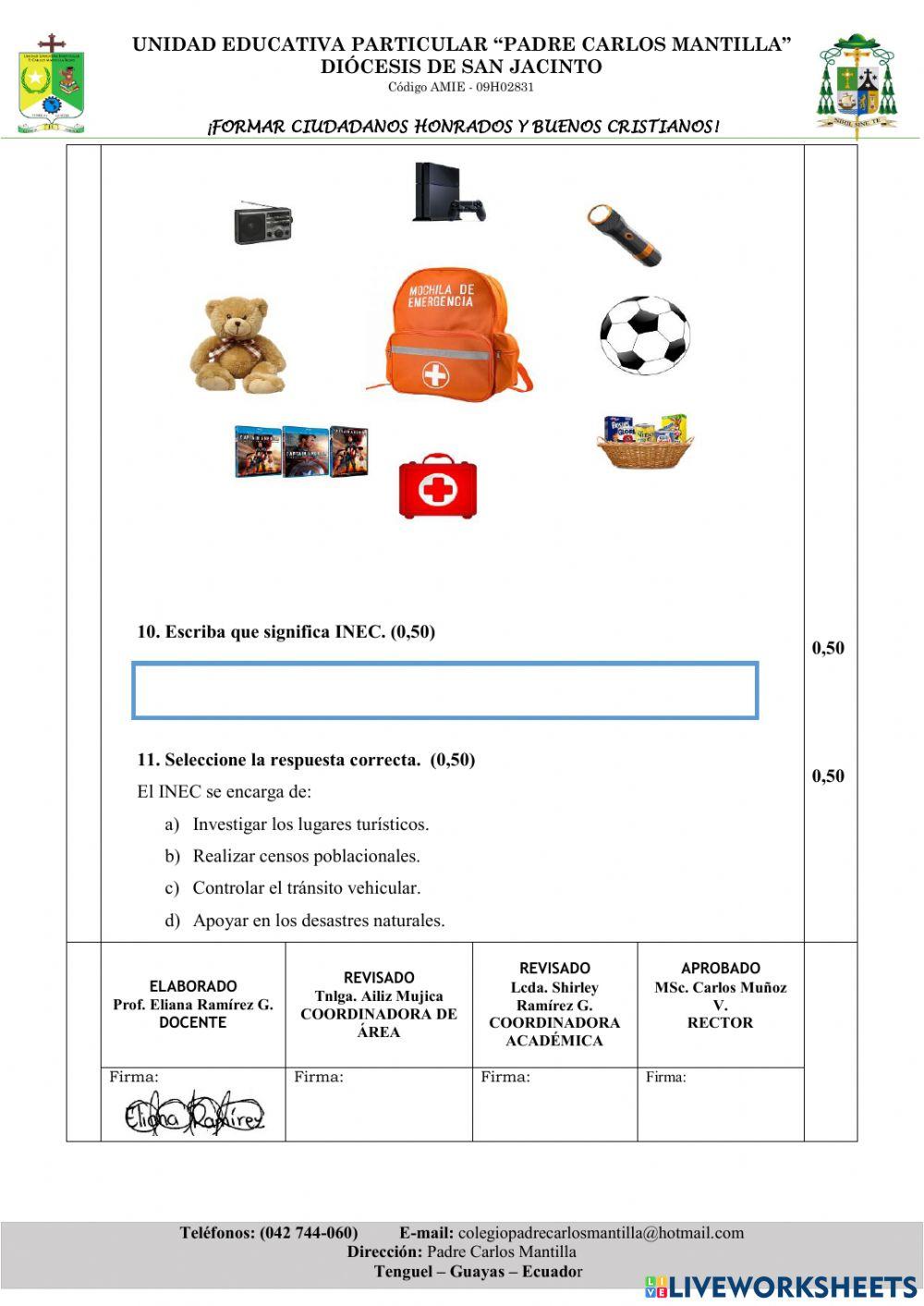 Examen quimestral - estudios