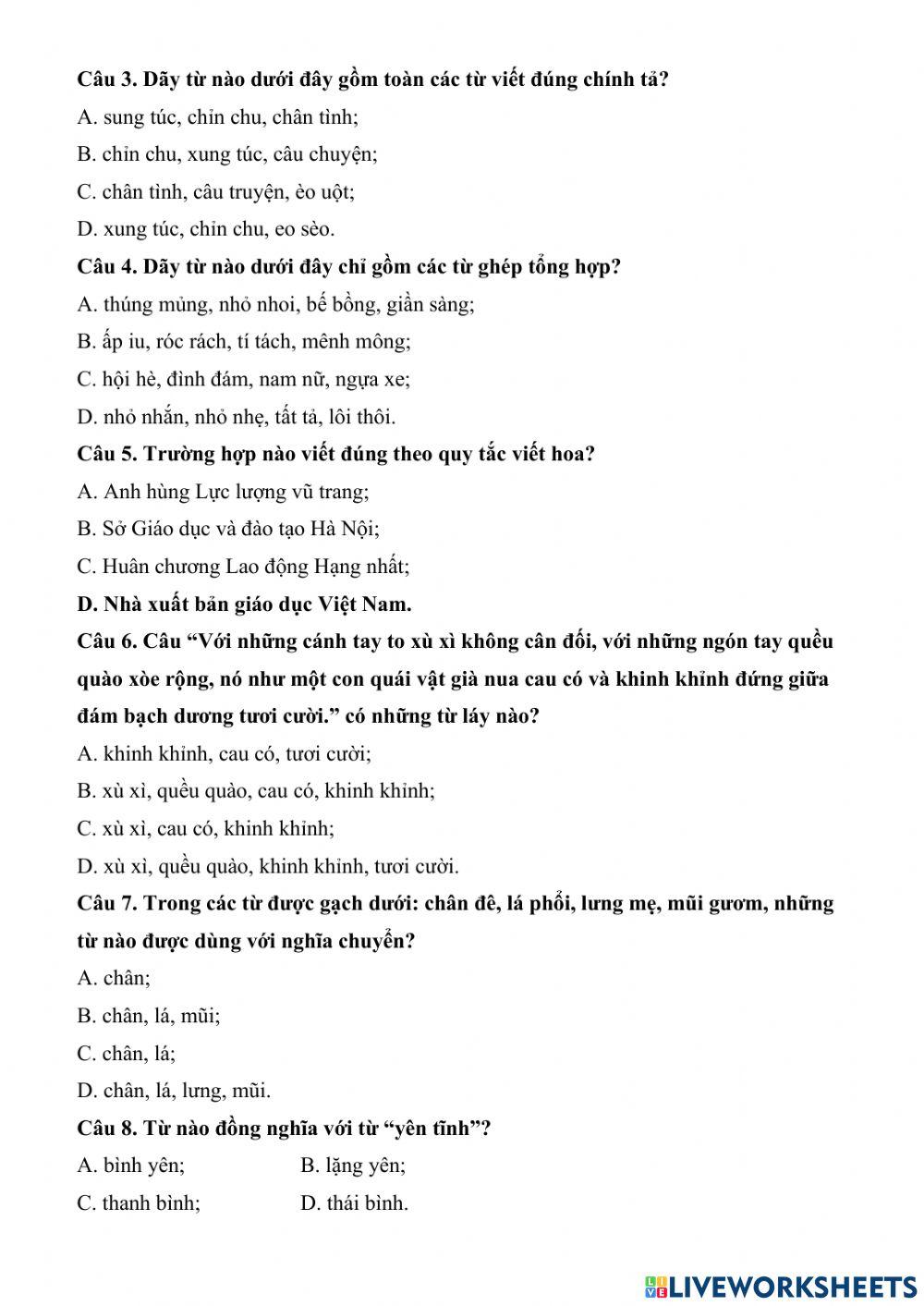 Tiếng Việt lớp 5 - Đọc hiểu văn bản