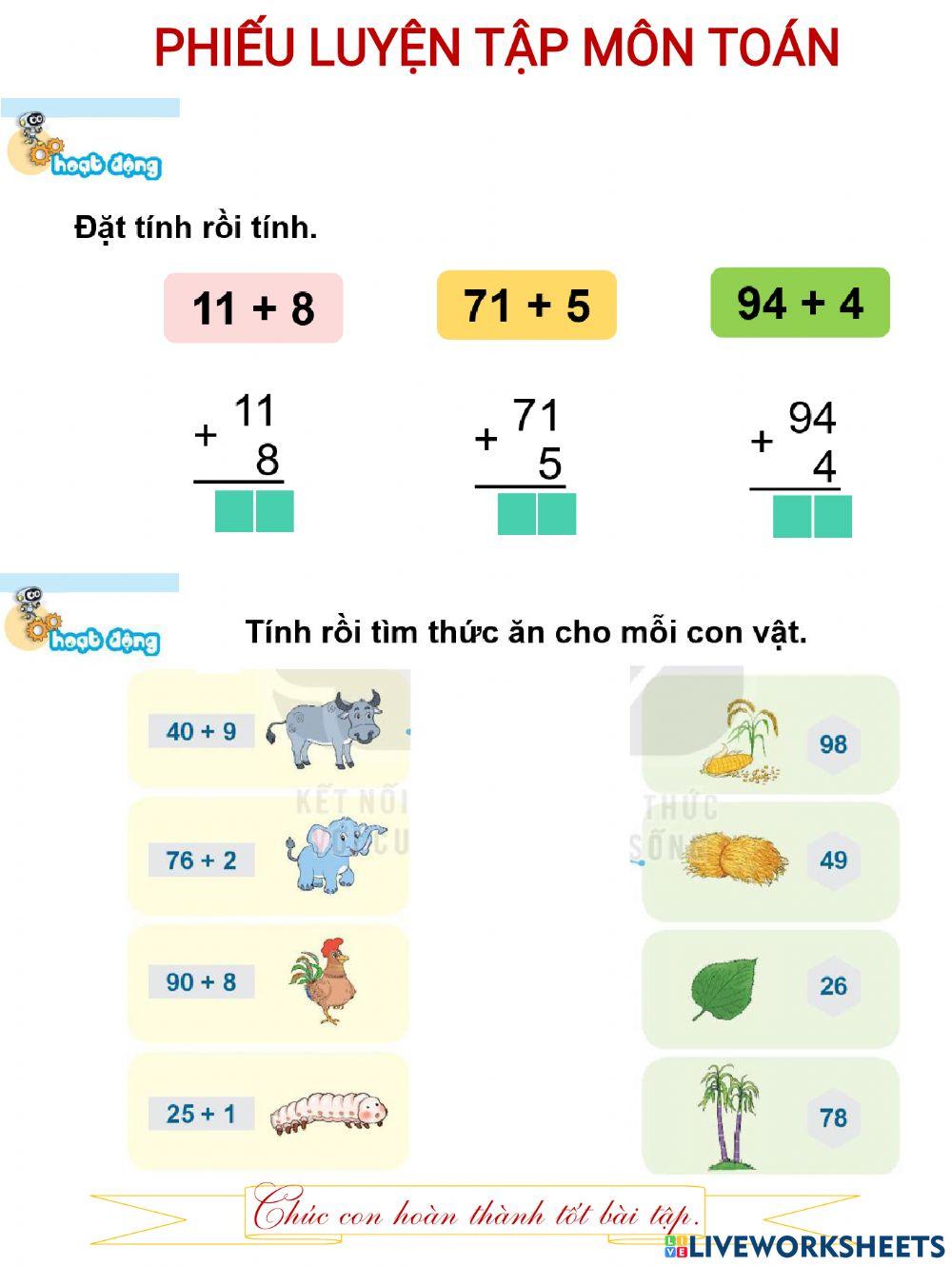 Toán online exercise for 1 | Live Worksheets