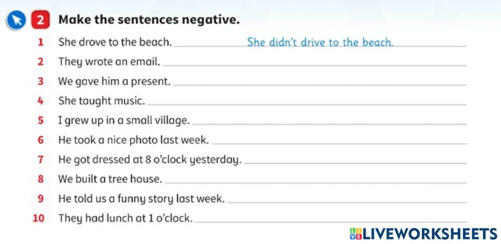 Past simple in Negative