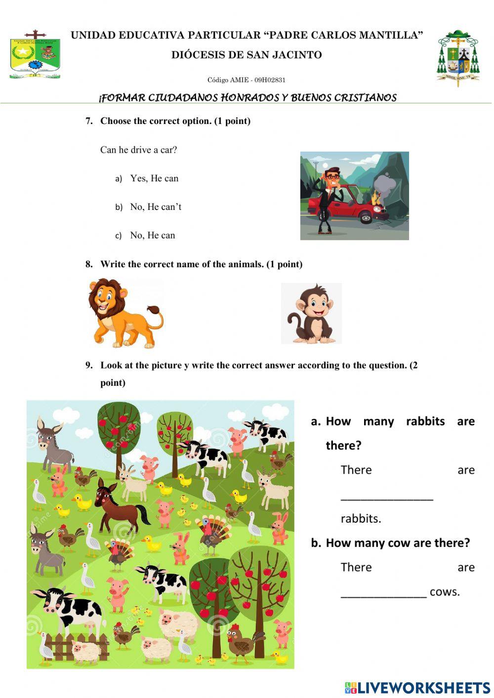 Quimestral ingles - 4to