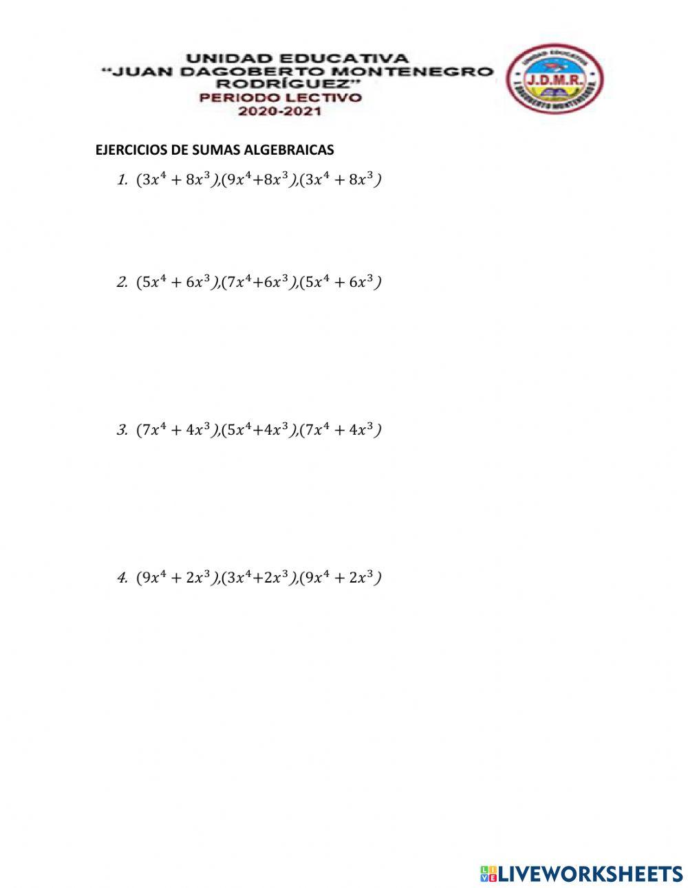 Sumas algebraicas