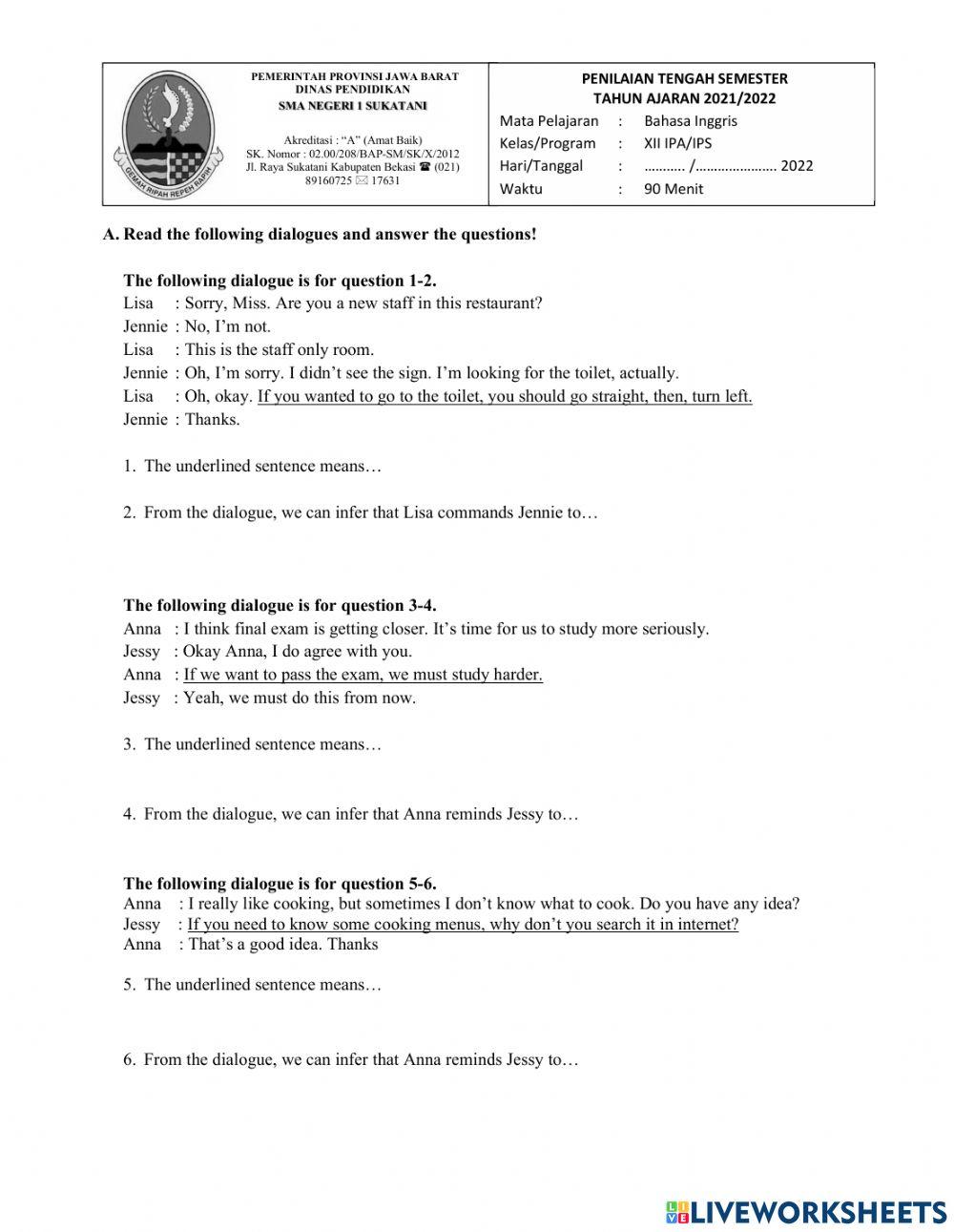 English Mid Term test