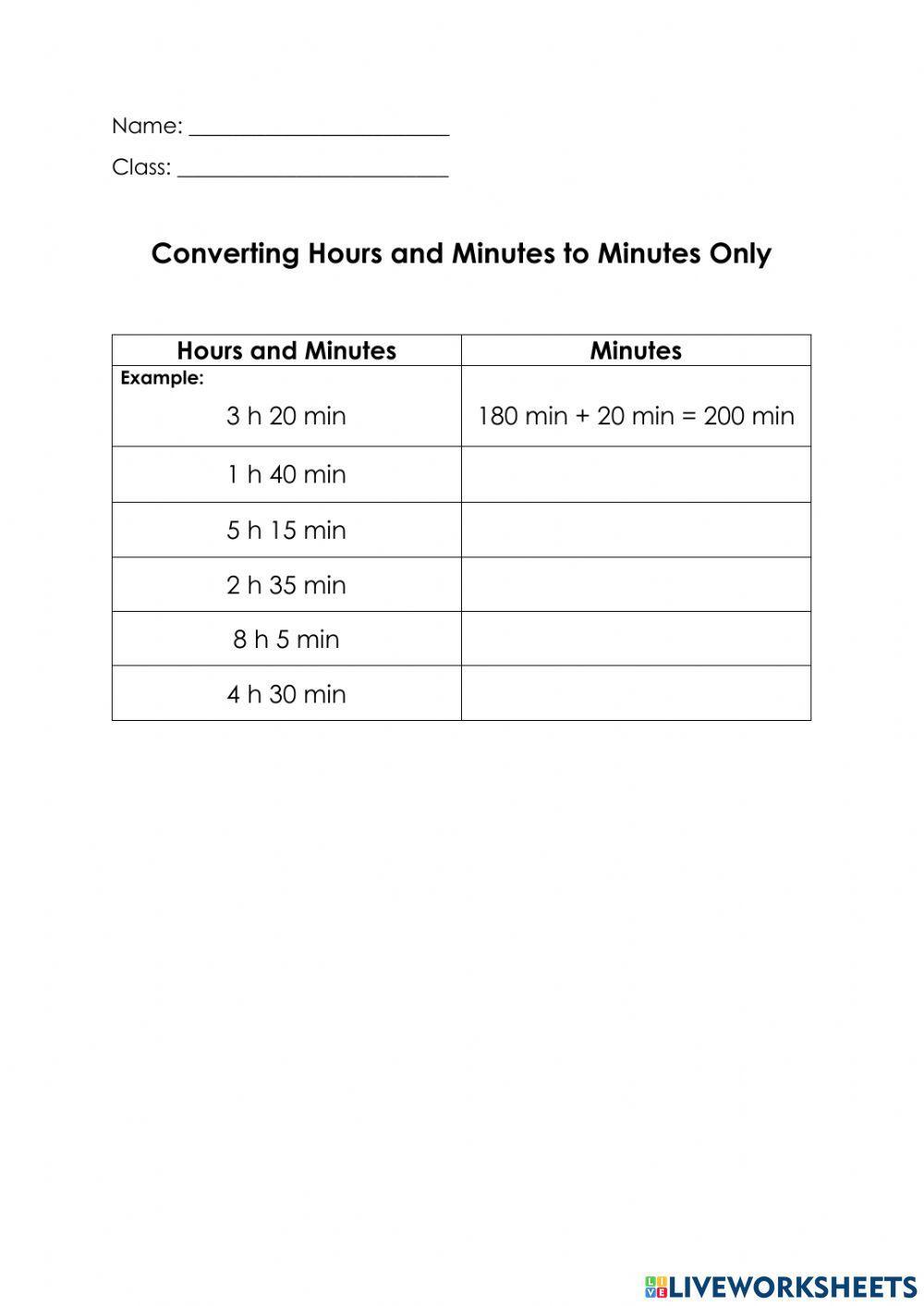 Converting Hours and Minutes to Minutes Only