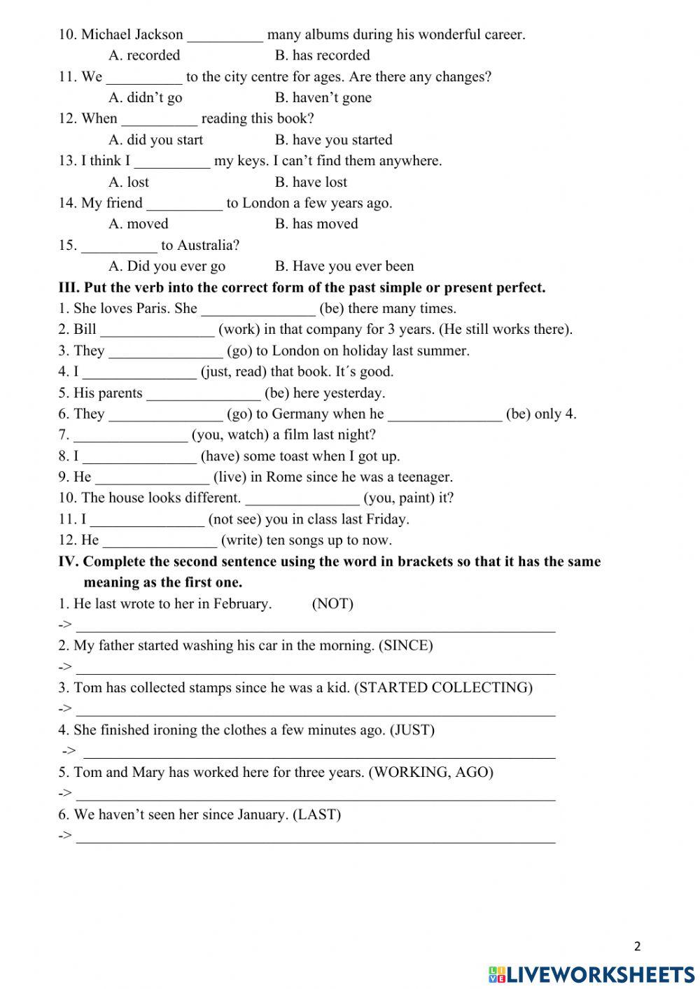 Present Perfect and Past Simple
