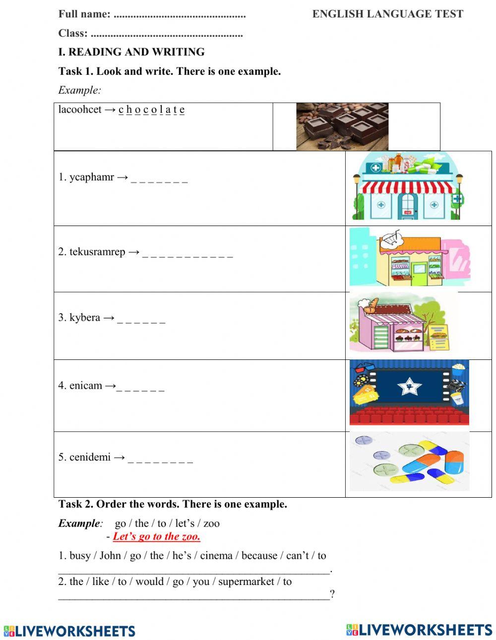 Unit 16: Let's go to the bookshop