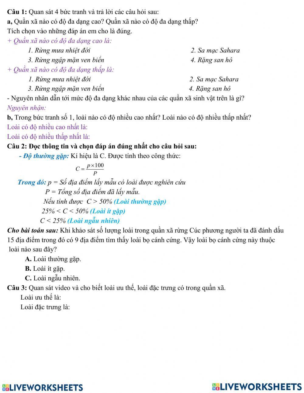 Bai 49 QUAN XA SINH VAT