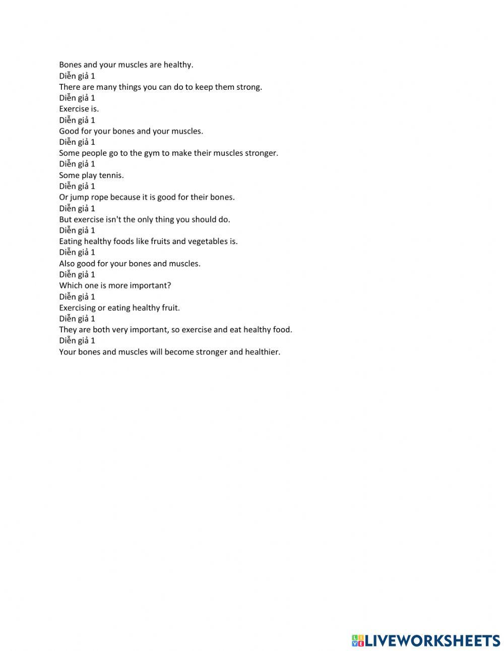 Speaking Practice. Humanbodies