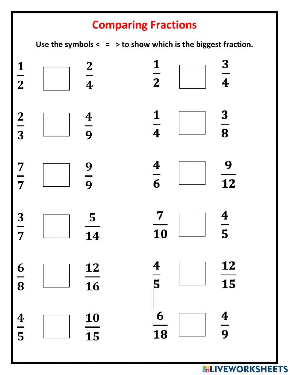 Comparing fractions