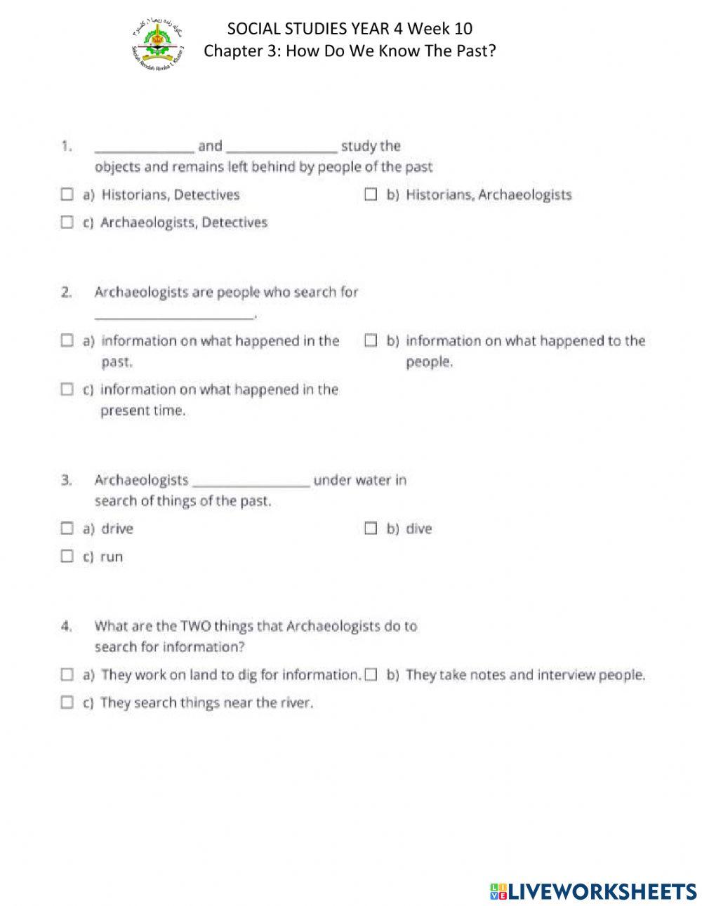 How Do We Know The Past? worksheet | Live Worksheets