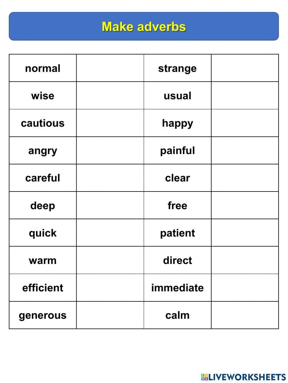 Adverbs from adjectives