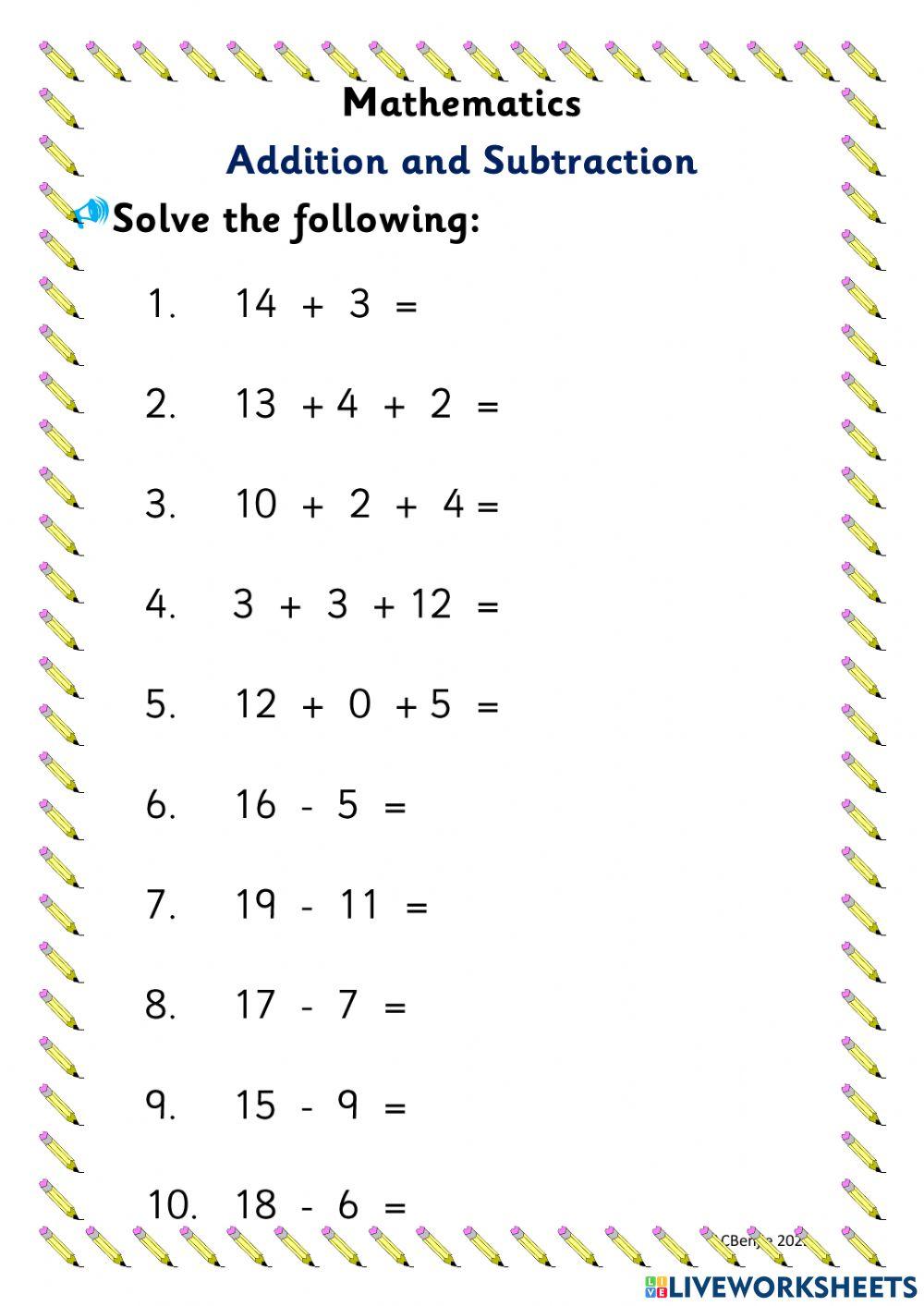 Addition and Subtraction