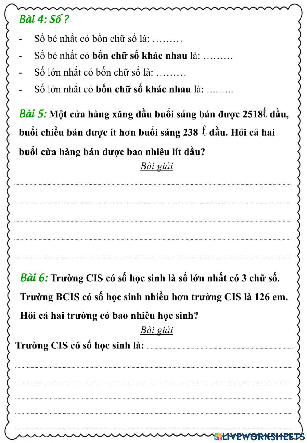 Bài tập cuối tuần 21 -Toán