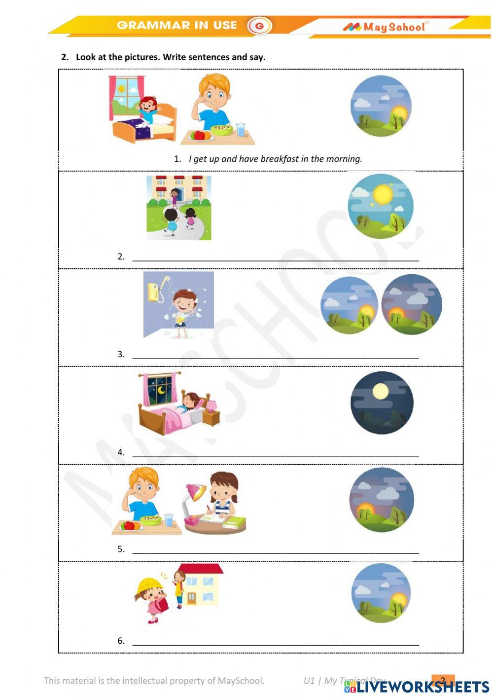 G u1 my typical day speak online exercise for live worksheets