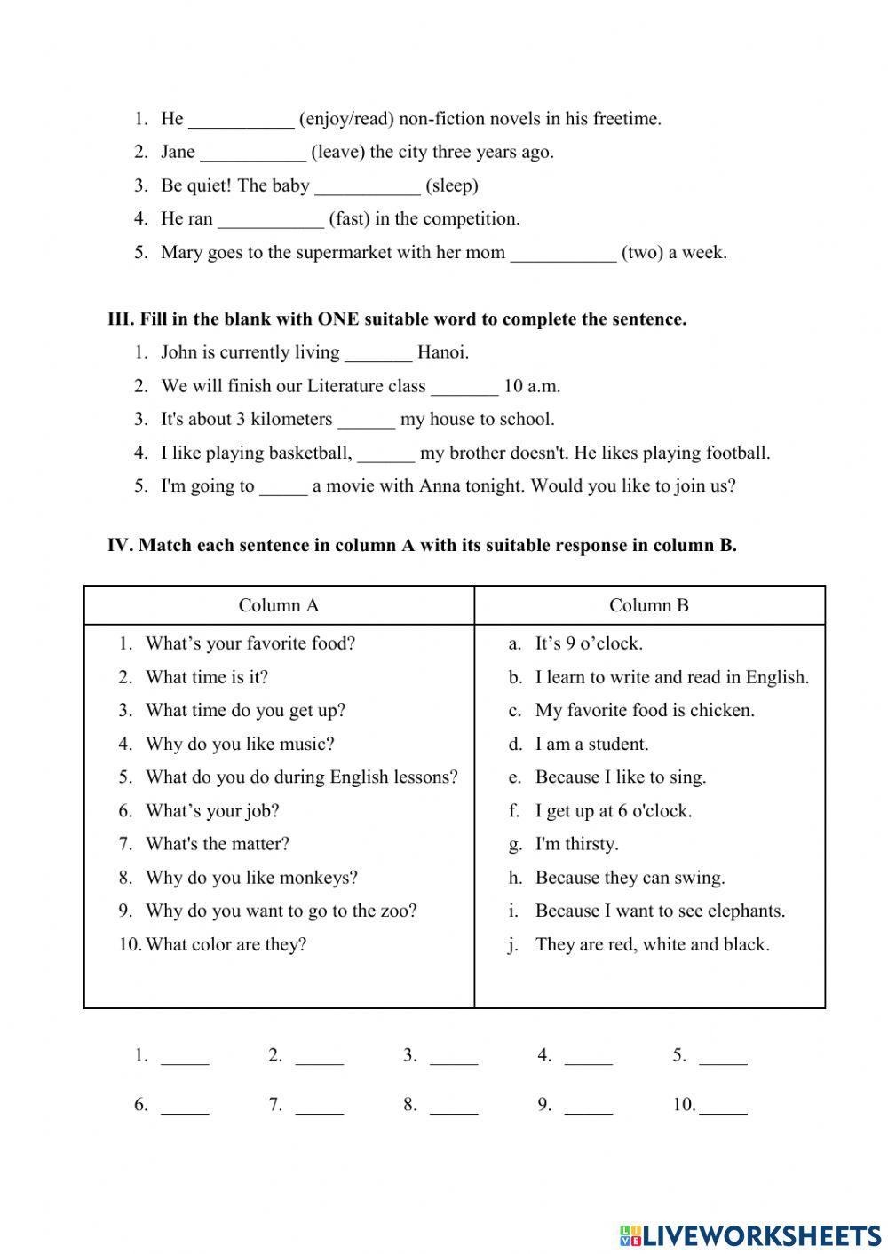 Placement Test-Primary