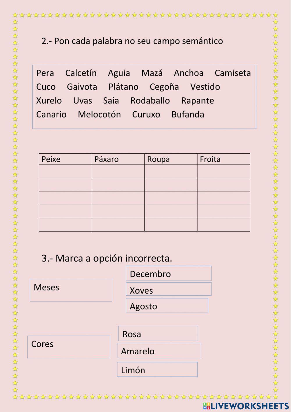 Campos semánticos en galego