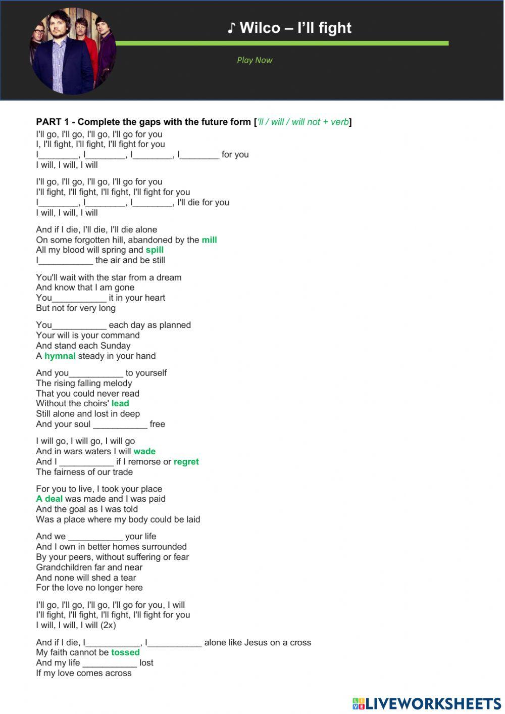 Simple future Will with Wilco