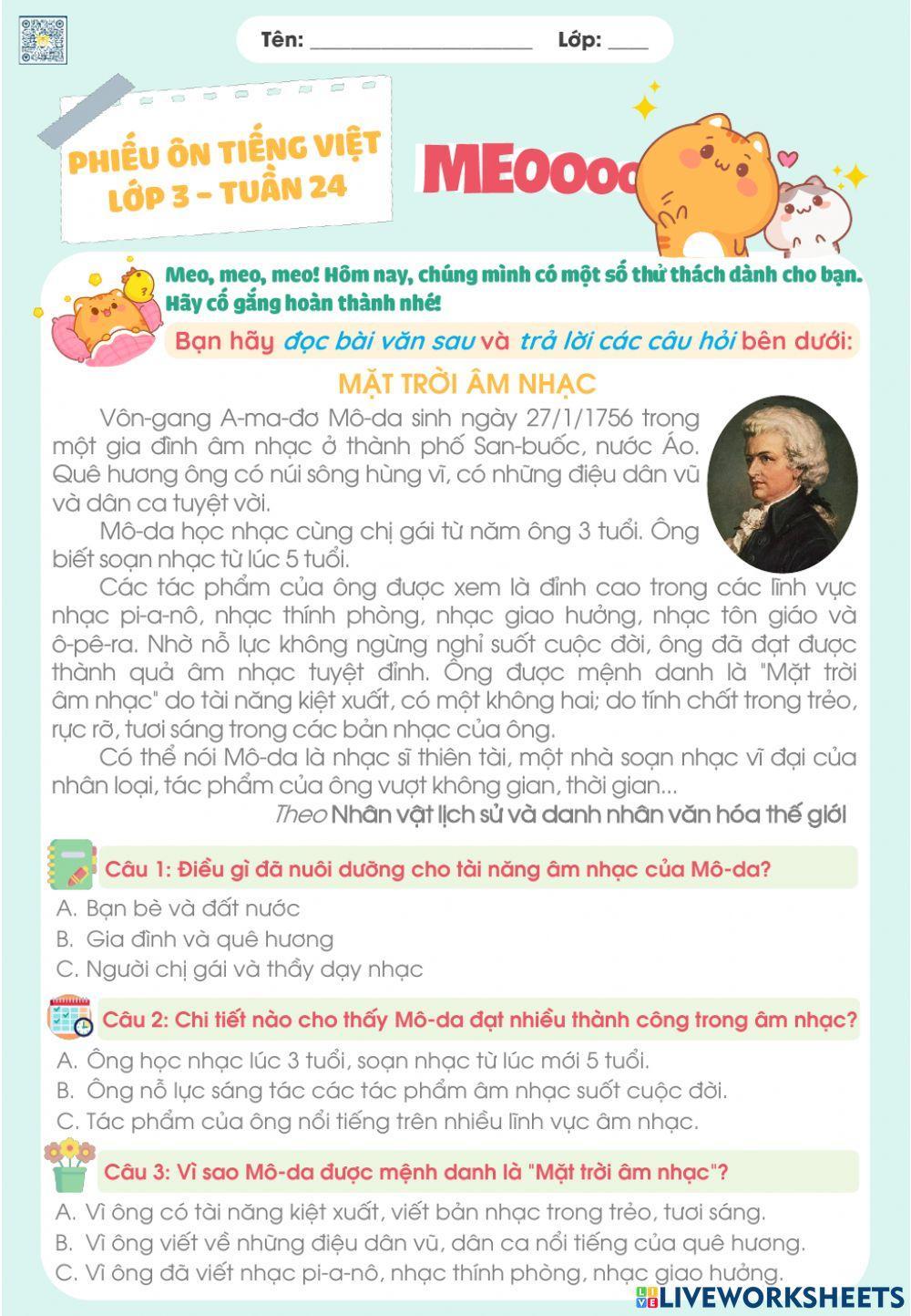 Bài ôn tập Tiếng Việt  cuối tuần 24