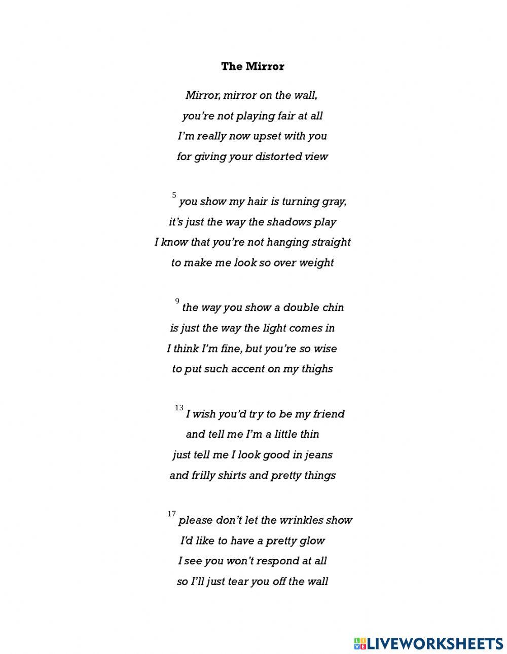 Reading Comprehension Poem Online Exercise For Live Worksheets Reading Comprehension Poem Online Exercise For Live Worksheets