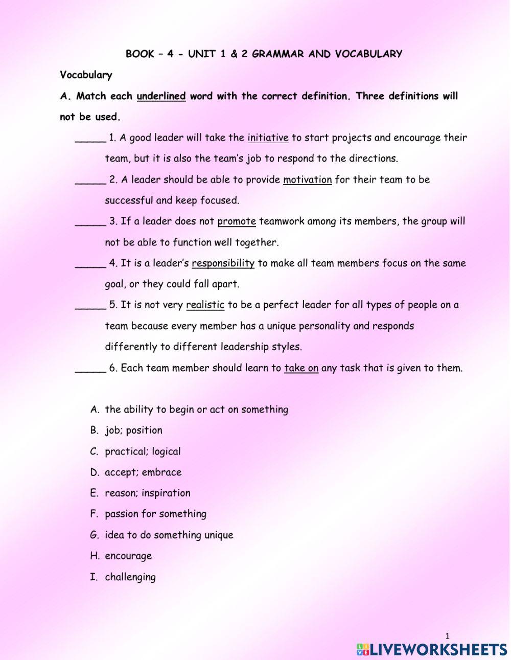 Bk 2 - ls unit 1 & 2 - vocab - grammar - 1