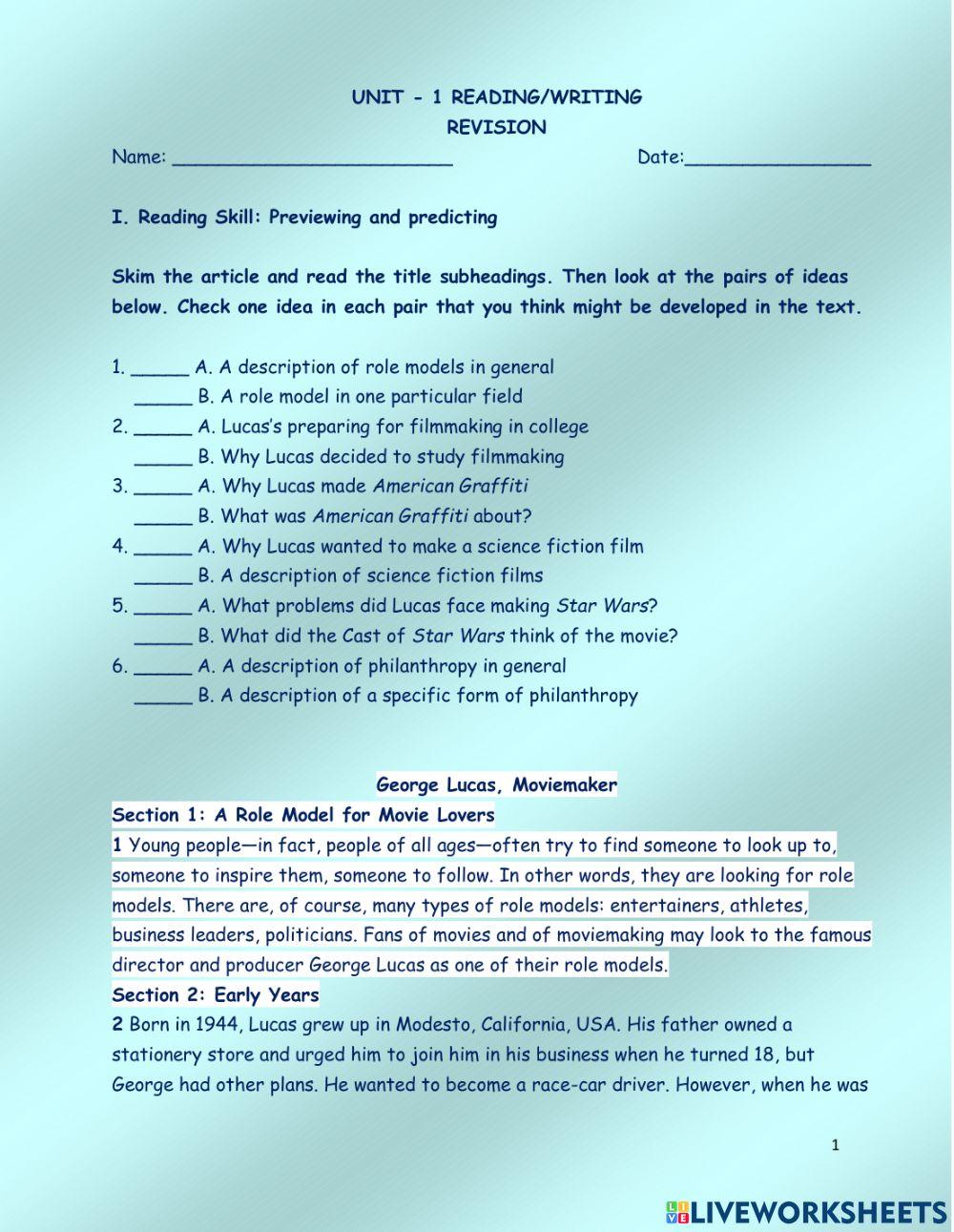 Bk 4 -rw - unit 1 & 2 - reading